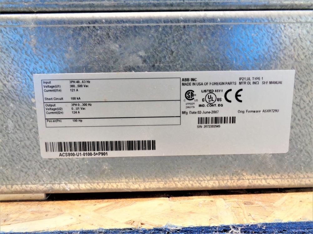 ABB 3-Phase Drive #ACS800-U1-0100-5+P901 